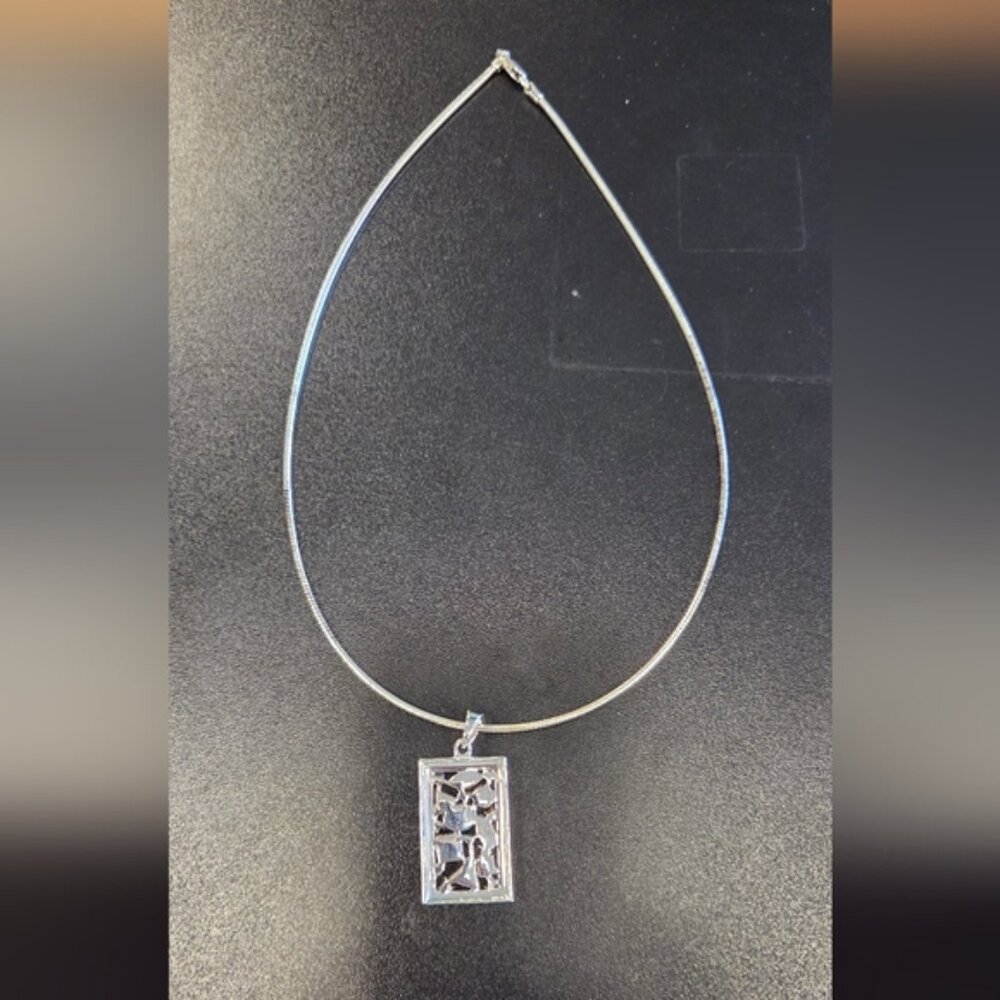 Multicolor Geometric Silver Pendant - Picture 3 of 5